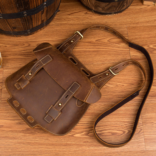 Western Women's Brown Leather Crossbody Satchel Bag Purse Side Bag For Womens Affordable
