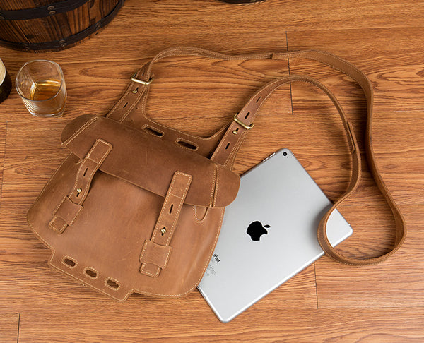 Western Women's Brown Leather Crossbody Satchel Bag Purse Side Bag For Womens Cool