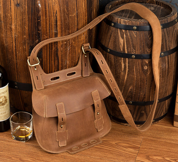 Western Women's Brown Leather Crossbody Satchel Bag Purse Side Bag For Womens Cowhide