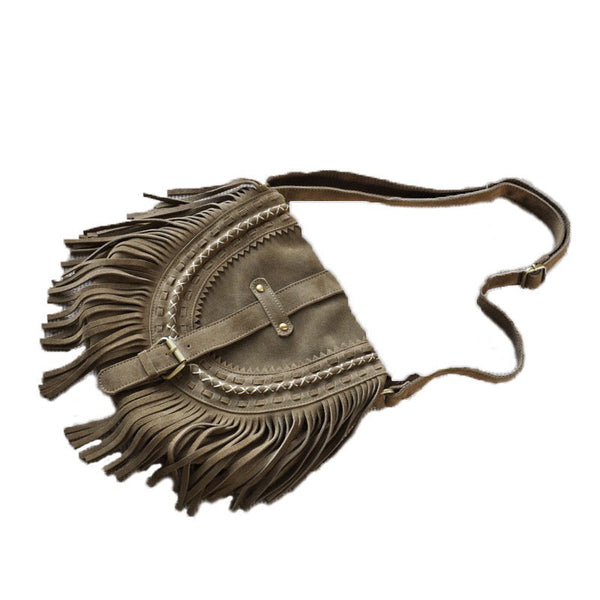 Western Womens Boho Leather Suede Fringe Crossbody Purse Satchel Bag for Women Accessories