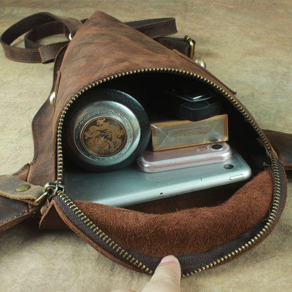 Western Womens Brown Leather Backpack Bag Purses Cool Backpacks for Women Brown