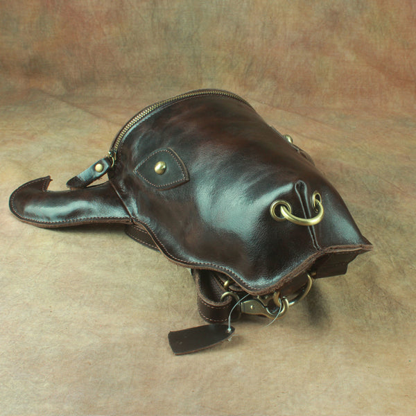 Western Womens Brown Leather Backpack Bag Purses Cool Backpacks for Women Gift