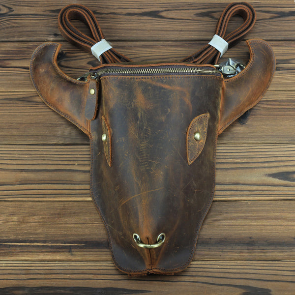 Western Womens Brown Leather Backpack Bag Purses Cool Backpacks for Women Handmade