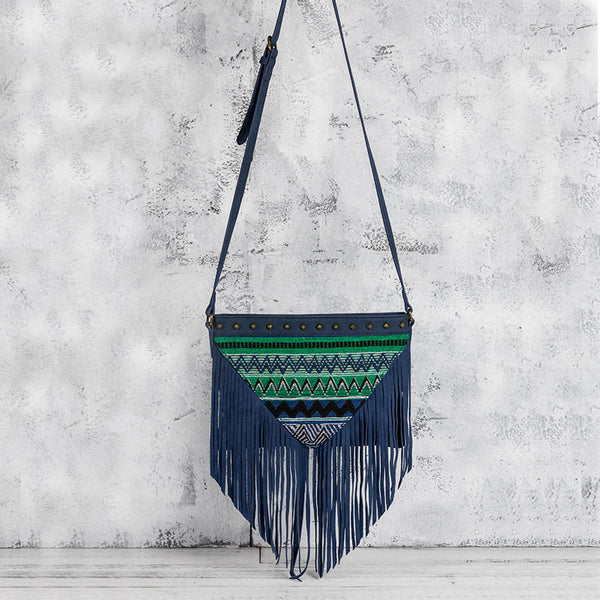 Western Womens PU Leather Fringe Crossbody Purse Boho Sling Bag for Women Accessories