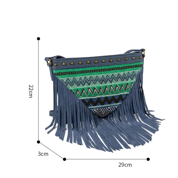 Western Womens PU Leather Fringe Crossbody Purse Boho Sling Bag for Women Chic
