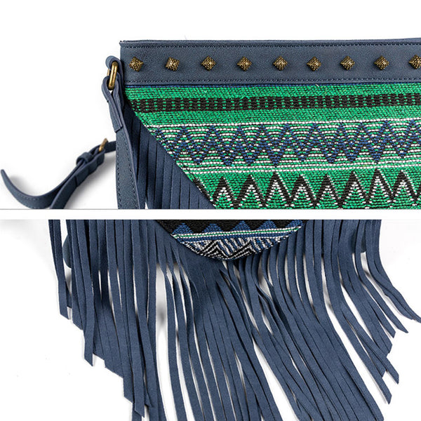 Western Womens PU Leather Fringe Crossbody Purse Boho Sling Bag for Women Details