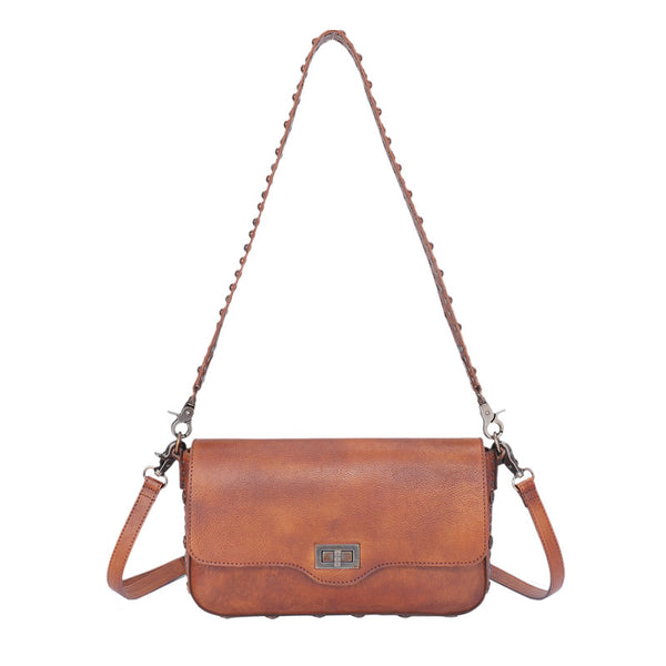 Western Womens Rivet Leather Crossbody Satchel Bag Purse Cross Shoulder Bag for Women Accessories