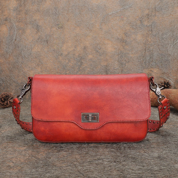 Western Womens Rivet Leather Crossbody Satchel Bag Purse Cross Shoulder Bag for Women Beautiful
