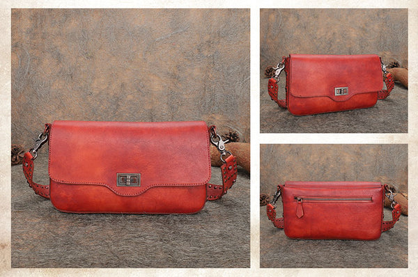 Western Womens Rivet Leather Crossbody Satchel Bag Purse Cross Shoulder Bag for Women Cowhide