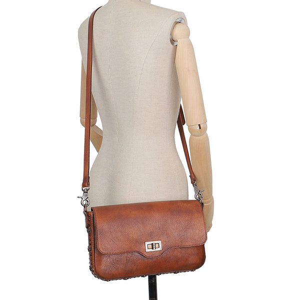 Western Womens Rivet Leather Crossbody Satchel Bag Purse Cross Shoulder Bag for Women Funky