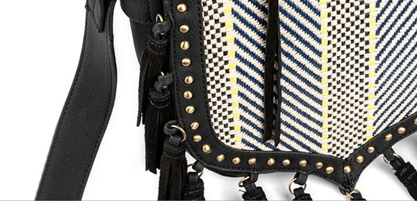 Western Womens Vegan Leather Black Fringe Crossbody Purse Hobo Bag For Women Details