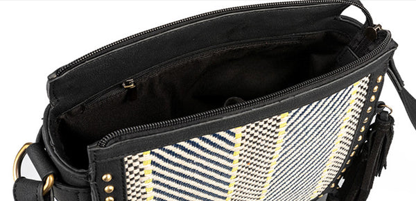 Western Womens Vegan Leather Black Fringe Crossbody Purse Hobo Bag For Women Inside