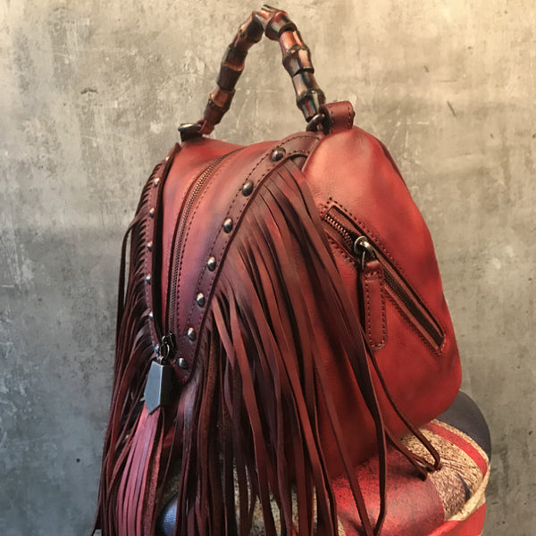 Western Womens Vintage Boho Bags Leather Crossbody Fringe Handbags