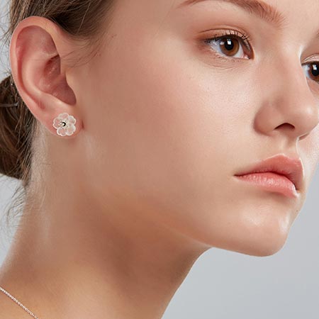 White Quartz Sterling Silver Hook Earrings charm gems