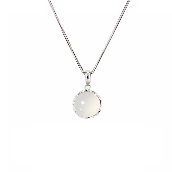 White Jade Pendant Necklace Silver Gemstone Jewelry Accessories Gift Women