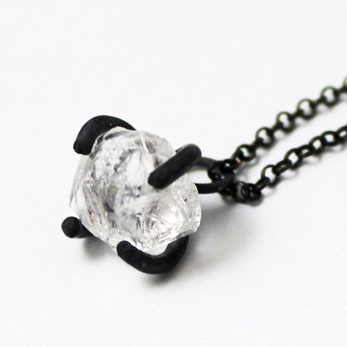 White Quartz Crystal Pendant Necklace in Vintage Silver Handmade Unique Jewelry Women and Men