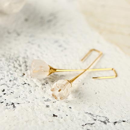 White Quartz Earrings Silver crystal cute jewelry
