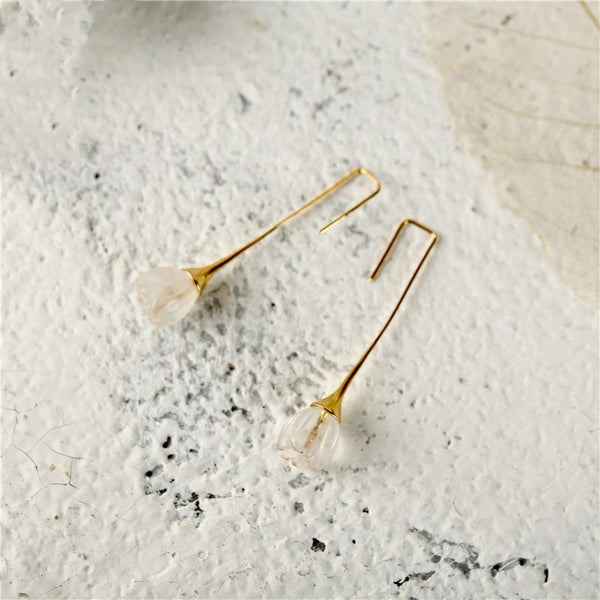 White Quartz Earrings Silver crystal girlgfriend