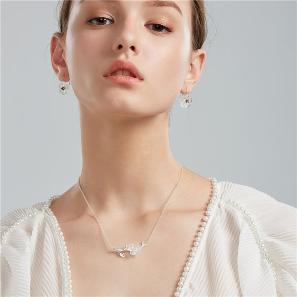 White Quartz Sterling Silver Hook Earrings charm gems