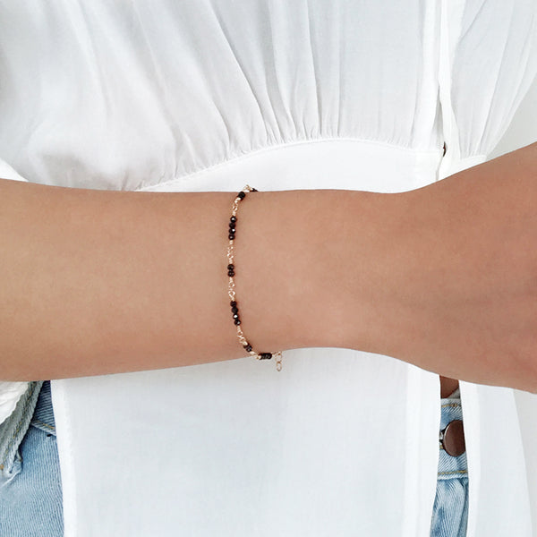 Women 14K Gold Black Spinel Beaded Bracelets Charm Bracelets for Women Accessories