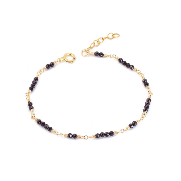 Women 14K Gold Black Spinel Beaded Bracelets Charm Bracelets for Women best