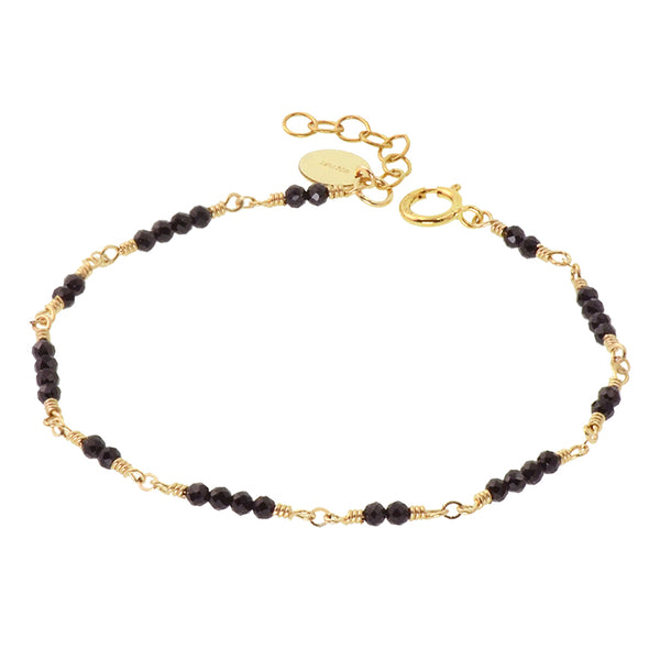 Women 14K Gold Black Spinel Beaded Bracelets Charm Bracelets for Women chic