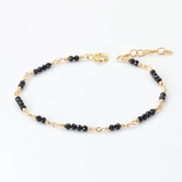 Women 14K Gold Black Spinel Beaded Bracelets