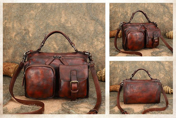 Women's Genuine Leather Satchel Handbags Cross Shoulder Bag For Women