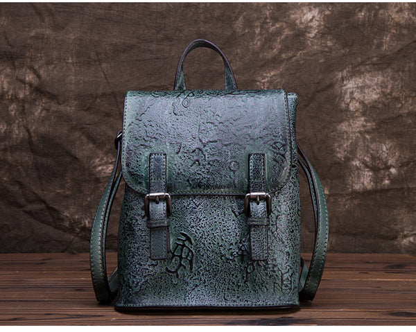 Women Dyeing Leather Backpack Handbags Cool Backpacks for Women Handmade