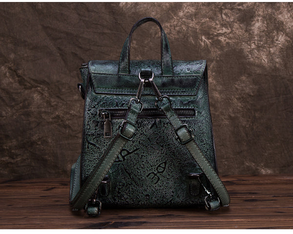 Women Dyeing Leather Backpack Handbags Cool Backpacks for Women Vintage