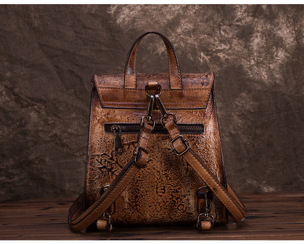 Women Dyeing Leather Backpack Handbags Cool Backpacks for Women cute