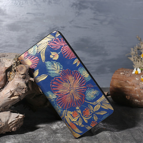 Women Embossed leather Zip Wallets Clutch Bags Purses for Women Boutique
