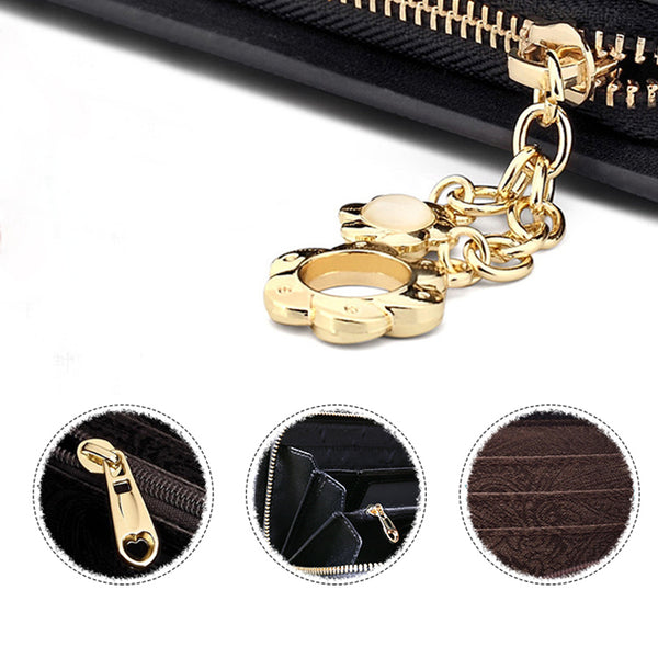 Women Embossed leather Zip Wallets Clutch Bags Purses for Women Details