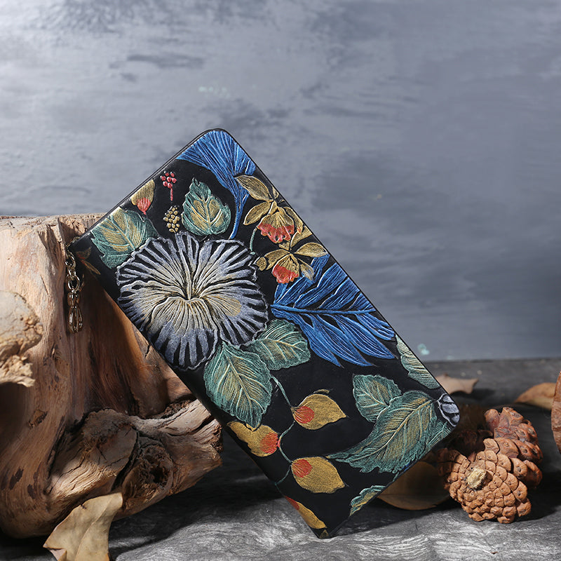 Women Embossed leather Zip Wallets Clutch Bags Purses for Women beautiful