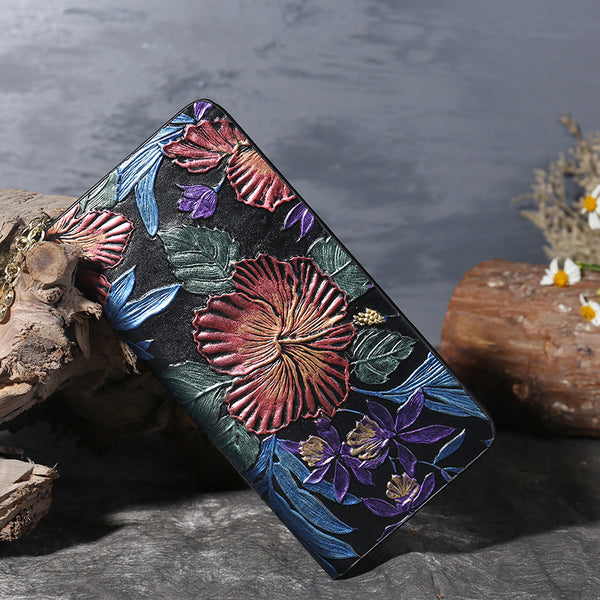 Women Embossed leather Zip Wallets Clutch Bags Purses for Women best
