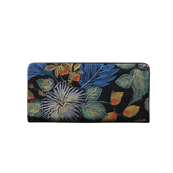 Women Embossed leather Zip Wallets