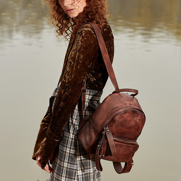 Women Leather Small Backpack Purse Cute Backpacks for Women Genuine Leather