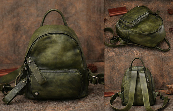Women Leather Small Backpack Purse Cute Backpacks for Women Handmade