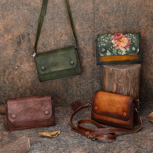 Women Small Leather Crossbody Bags Shoulder Bag Purses for Women Brown