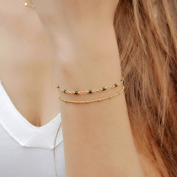 Women's 14K Gold Charm Bracelet Jade Beaded Bracelets for Women beautiful