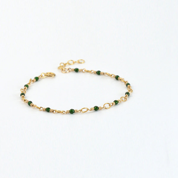 Women's 14K Gold Charm Bracelet Jade Beaded Bracelets for Women chic