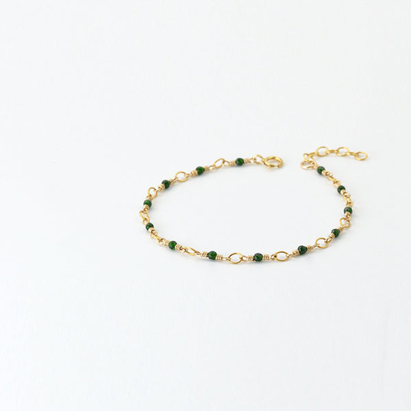 Women's 14K Gold Charm Bracelet Jade Beaded Bracelets for Women cute