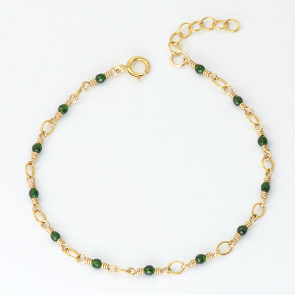 Women's 14K Gold Charm Bracelet Jade Beaded Bracelets for Women