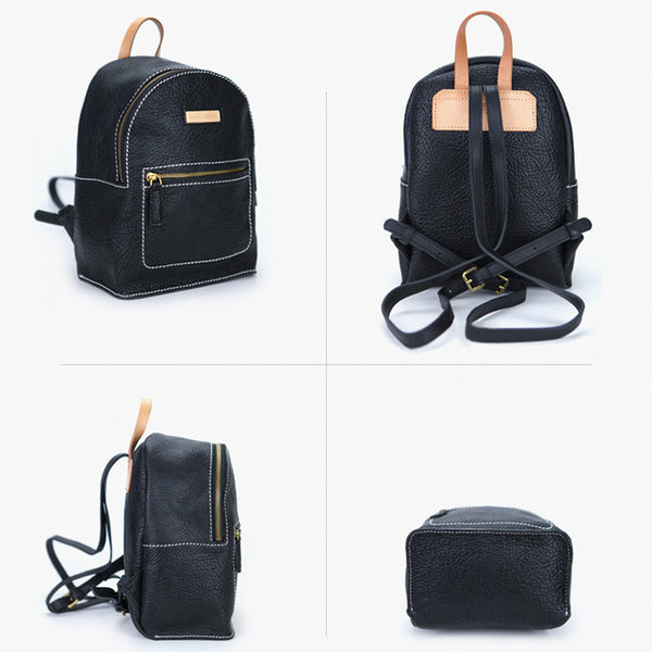 Women's Blue Leather Mini Backpack Bag Purse Trendy Backpacks for Womens Genuine Leather