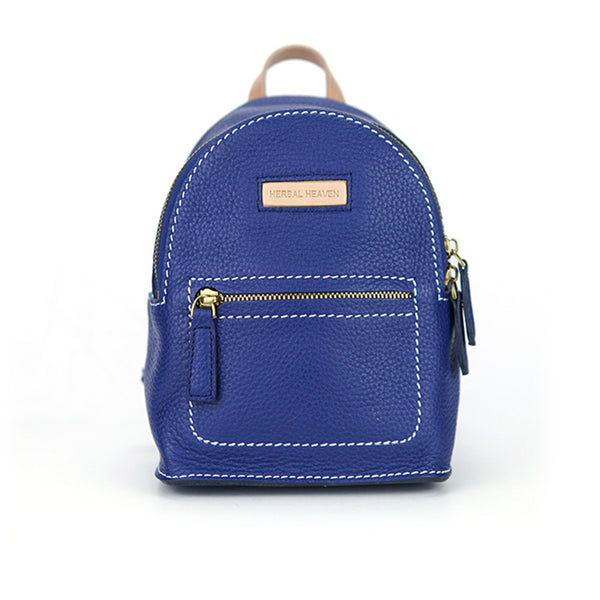 Women's Blue Leather Mini Backpack Bag