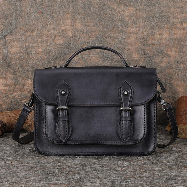 Women's Brown Leather Crossbody Satchel Purse Handbags Leather Messenger Bag for Women Genuine Leather