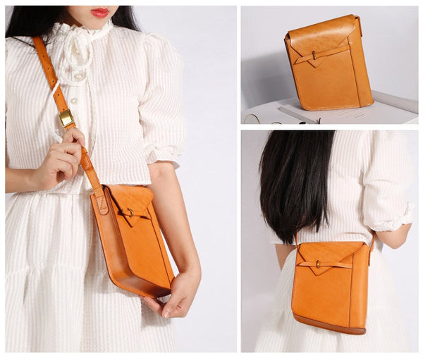Women's Brown Leather Satchel Shoulder Bag Genuine Leather Crossbody Bags For Women Chic