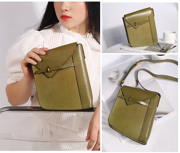 Women's Brown Leather Satchel Shoulder Bag Genuine Leather Crossbody Bags For Women Cowhide