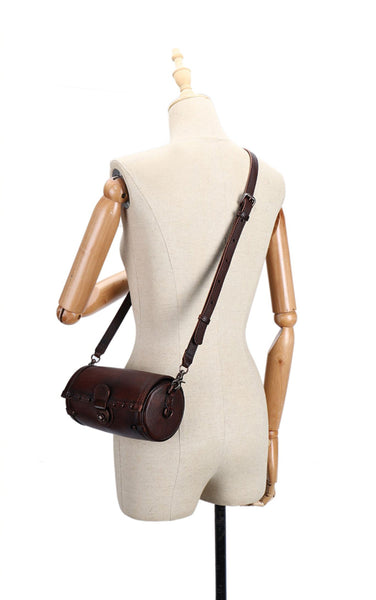 Women's Cylindric Bag Genuine Leather Shoulder Bags Casual