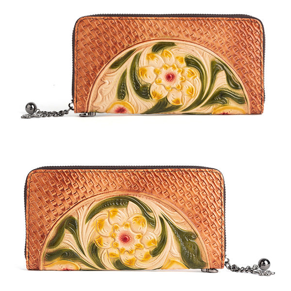 Women's Designer Embossed Leather Wallets On Sale Zip Around Wallet With Card Holders For Women Best